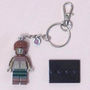 LEGO Minifigure Keychain MOC Werewolf w/Bloodstone Charm & Stand Spring Hook New